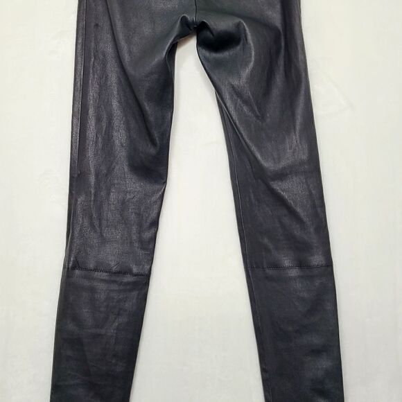 Alice + Olivia Lamb Leather Front Zip Leggings Size 2 - Picture 11 of 13